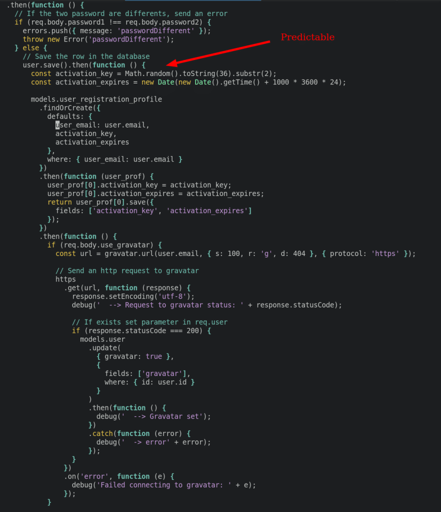 Code with predictable Math.random()