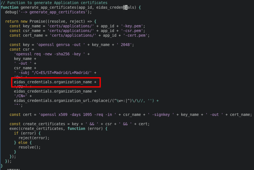 Code that shows interpolation in a command-line-string