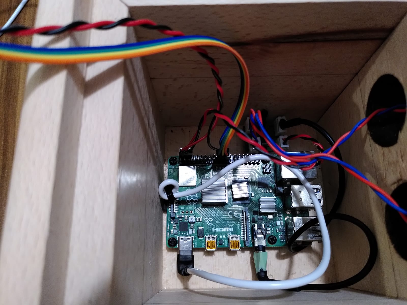 Wooden box with built-in raspberry pi